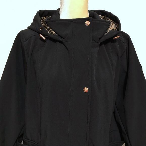 Jessica Simpson NWOT Black Softshell Trench Coat Women 1X - Picture 3 of 16
